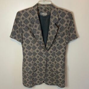 Elegant Patterned Short Sleeve Blazer